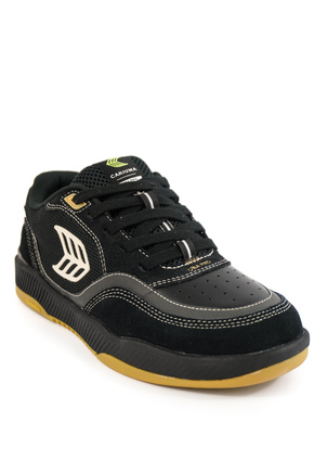 Buty Cariuma - Uba Pro Black Suede And Mesh Silver Cloud Logo Sneaker