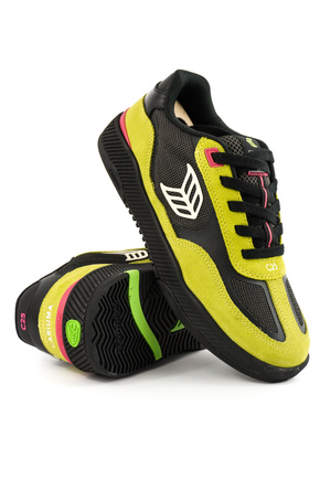 Buty Cariuma - Skategoat C25 Pro Lime Green Suede Black Mesh Ivory Logo Pink Sneaker