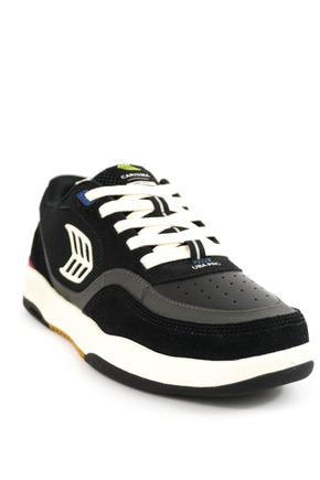 Buty Cariuma - Uba Pro Black Suede And Mesh Ivory Logo Red Sneaker