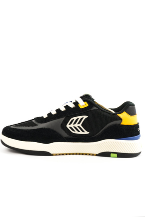 Buty Cariuma - Skategoat C25 Pro Black Suede and Mesh Ivory Logo Yellow Sneaker