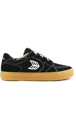 Buty Cariuma - T20 Pro Gum Black Suede and Mesh Ivory Logo Contrast Thread Sneaker