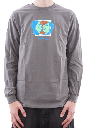 Longsleeve Krooked - Moonsmiley charcoal/mint