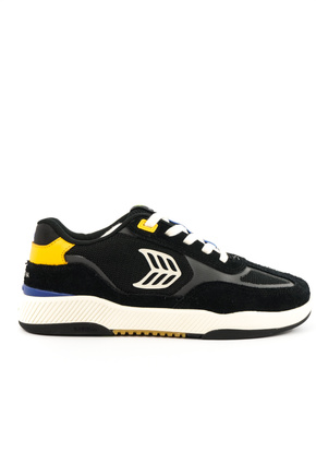 Buty Cariuma - Skategoat C25 Pro Black Suede and Mesh Ivory Logo Yellow Sneaker