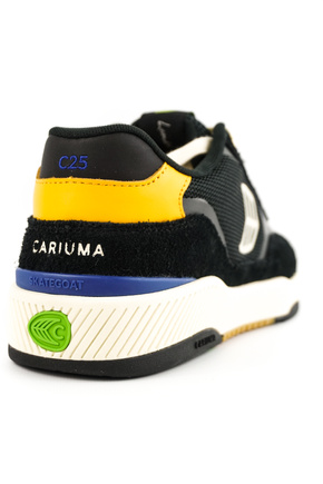 Buty Cariuma - Skategoat C25 Pro Black Suede and Mesh Ivory Logo Yellow Sneaker