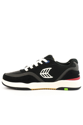 Buty Cariuma - Uba Pro Black Suede And Mesh Ivory Logo Red Sneaker