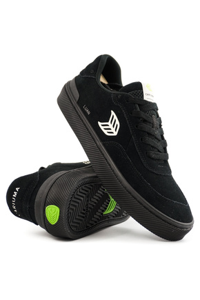 Buty Cariuma - Luan Pro All Black Suede Ivory Logo Sneaker