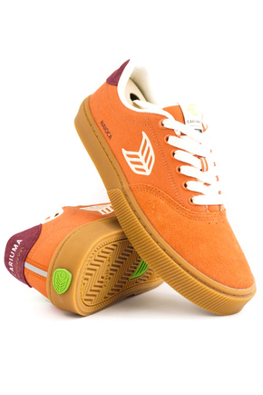 Buty Cariuma -  Naioca Pro Gum Burnt Orange Suede and Canvas Ivory Logo Ruby Wine Sneaker