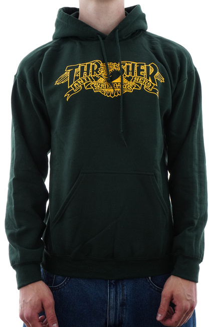 Bluza Thrasher x Antihero - Hood Banner (forest green)