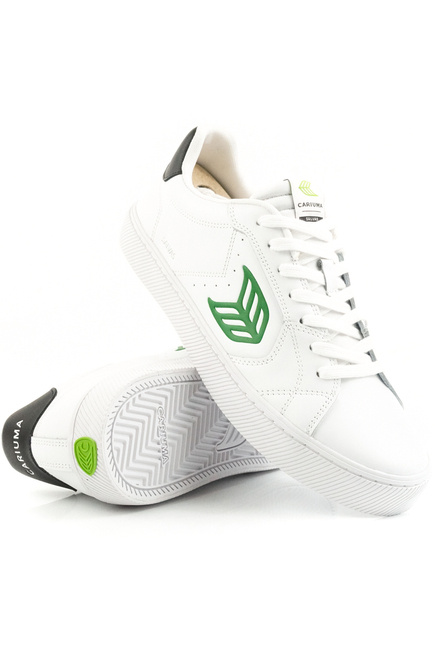 Buty Cariuma - SALVAS White Leather Green Logo and Black Sneaker