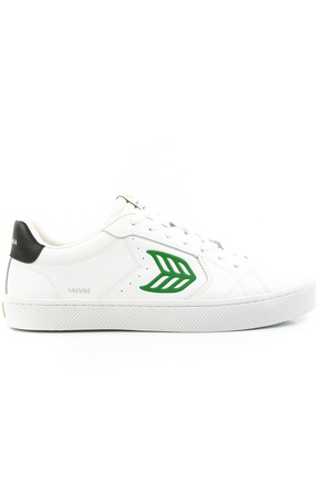 Buty Cariuma - SALVAS White Leather Green Logo and Black Sneaker 