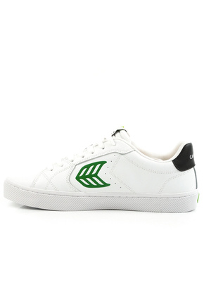 Buty Cariuma - SALVAS White Leather Green Logo and Black Sneaker 